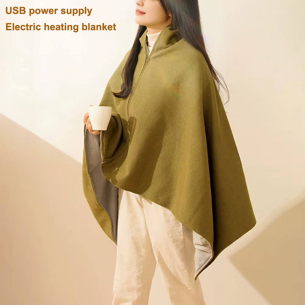 USB Heated Wearable Blanket Shawl with 3 Heat Levels