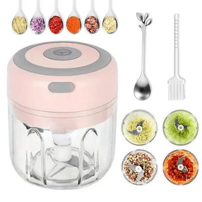 Electric Garlic Chopper 250ML Mini Portable Vegetable Chopper, Wireless Food Processor Garlic Mincer for Onion Ginger Chili