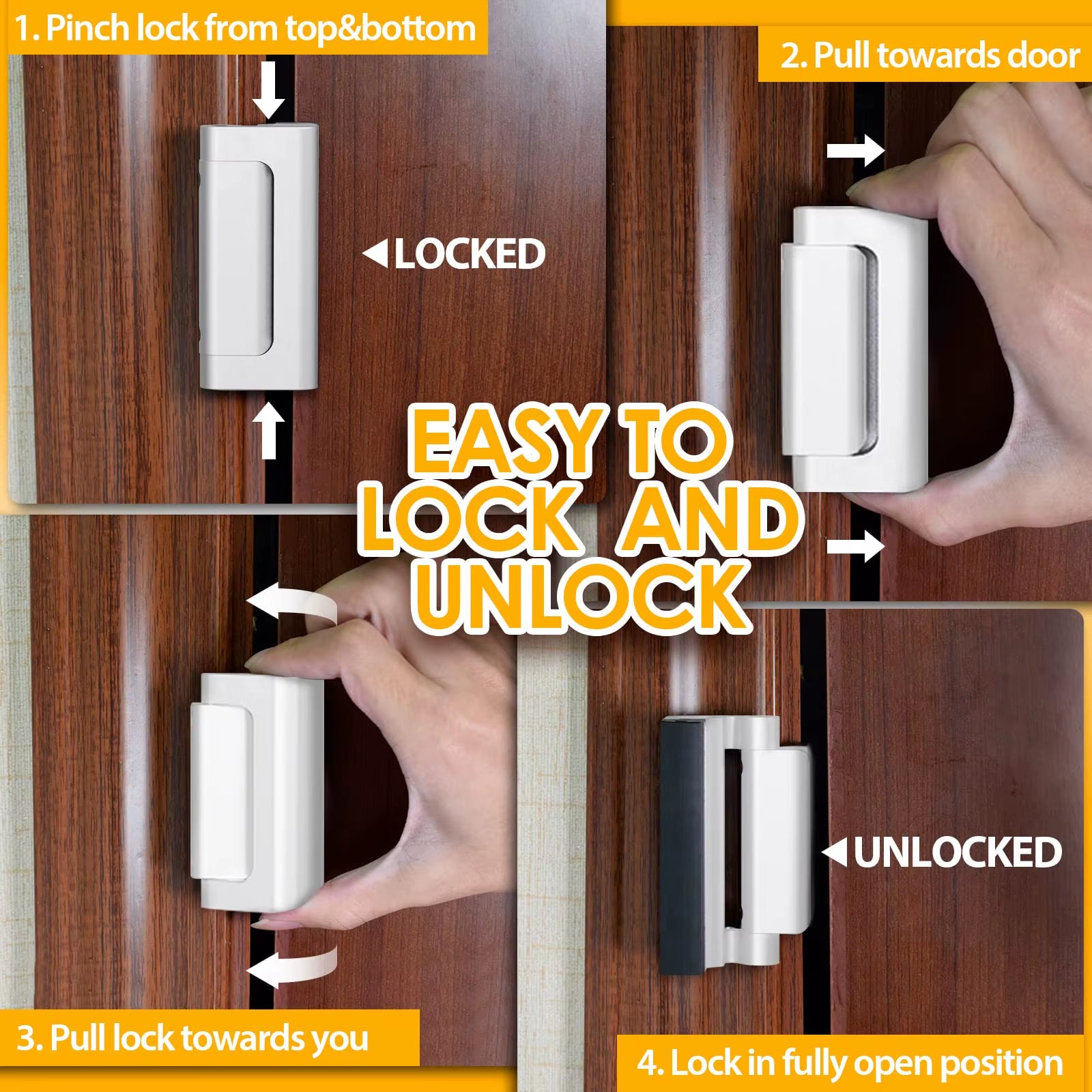 Anti-Theft Door Reinforcement Lock – Aluminum Alloy Security