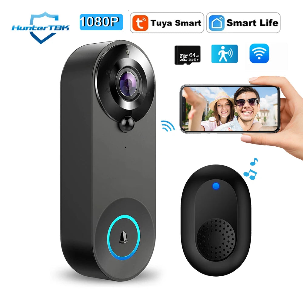 Wireless Video Doorbell Camera with Intercom & Night Vision