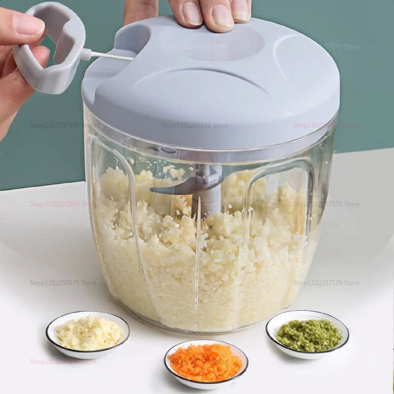 500/900ML Manual Meat Mincer & Garlic Chopper - Versatile Hand-Pull Vegetable Grinder for Effortless Kitchen Prep