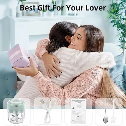 Electric Garlic Chopper 250ML Mini Portable Vegetable Chopper, Wireless Food Processor Garlic Mincer for Onion Ginger Chili